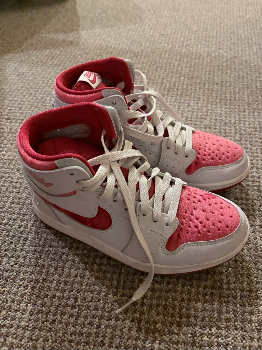 Jordan Pink & White High-Top Sneakers